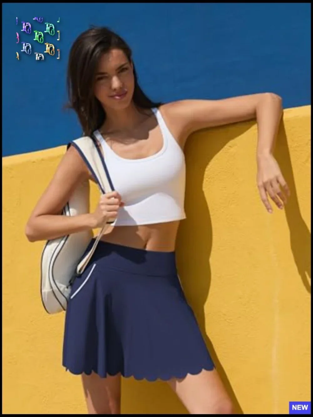 Tennis Skort with Pockets Scalloped Hem High Rise A-Line Athletic Skirt
